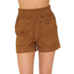 Promesa Shorts Size Medium Sweet Escape Corduroy Paperbag Mocha Polyester NEW